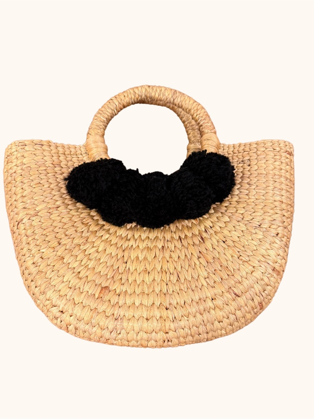 Sea & Grass Camryn Pom Pom Seagrass Woven Mini Tote Bag
